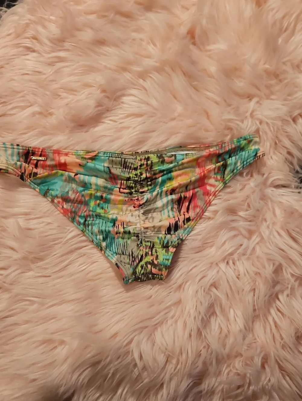 Vs Vintage 2012 Tropical Abstract Tease Halter Cheeky  Bikini
